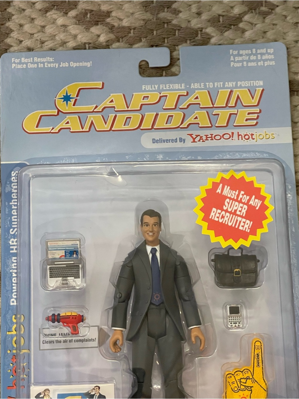 Vintage 2006 Yahoo! HotJobs Captain Candidate Action Figure Happy Worker NIP - Picture 3 of 7